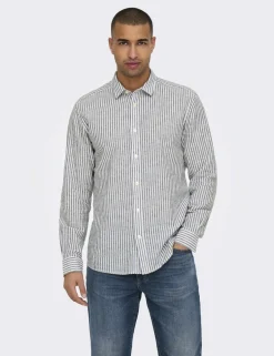 Cotton Linen Blend Striped Shirt