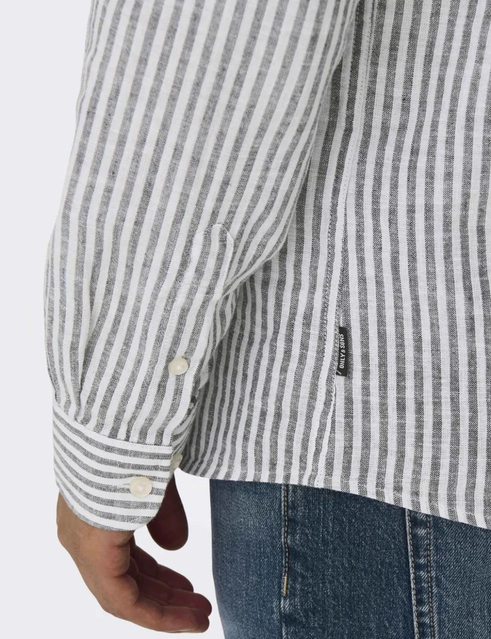 Cotton Linen Blend Striped Shirt
