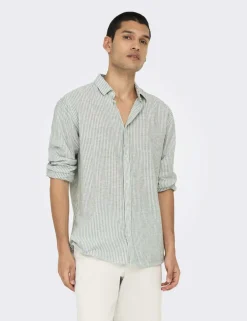 Cotton Linen Blend Striped Shirt