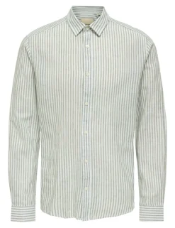 Cotton Linen Blend Striped Shirt
