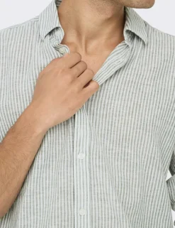 Cotton Linen Blend Striped Shirt