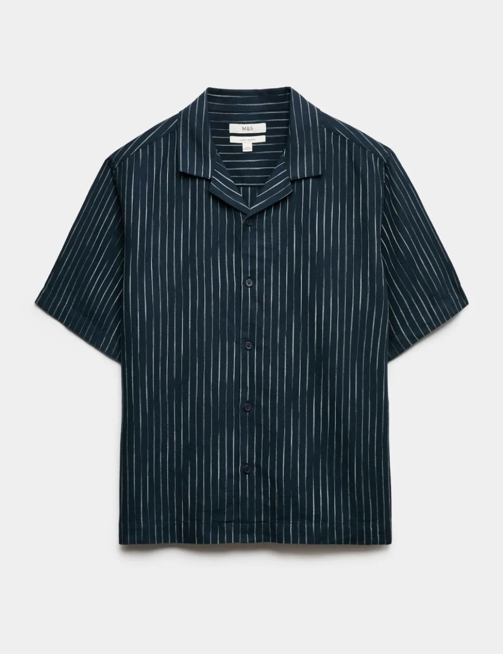 Cotton Linen Blend Striped Short Sleeve Shirt