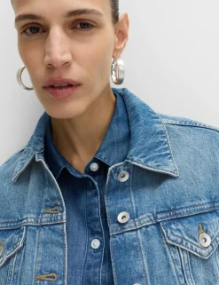 Cotton Lyocell Blend Denim Trucker Jacket