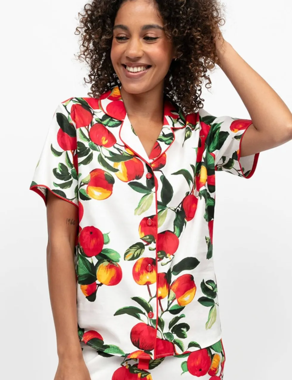 Cotton Modal Apple Print Pyjama Top