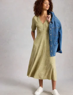 Cotton Modal Blend Jersey Midi Tea Dress