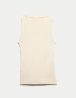 Cotton Modal Blend Scoop Neck Henley Vest
