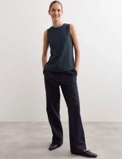 Cotton Modal Blend Shell Top with Stretch