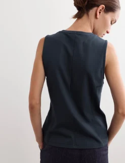 Cotton Modal Blend Shell Top with Stretch