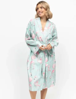 Cotton Modal Flamingo Short Dressing Gown