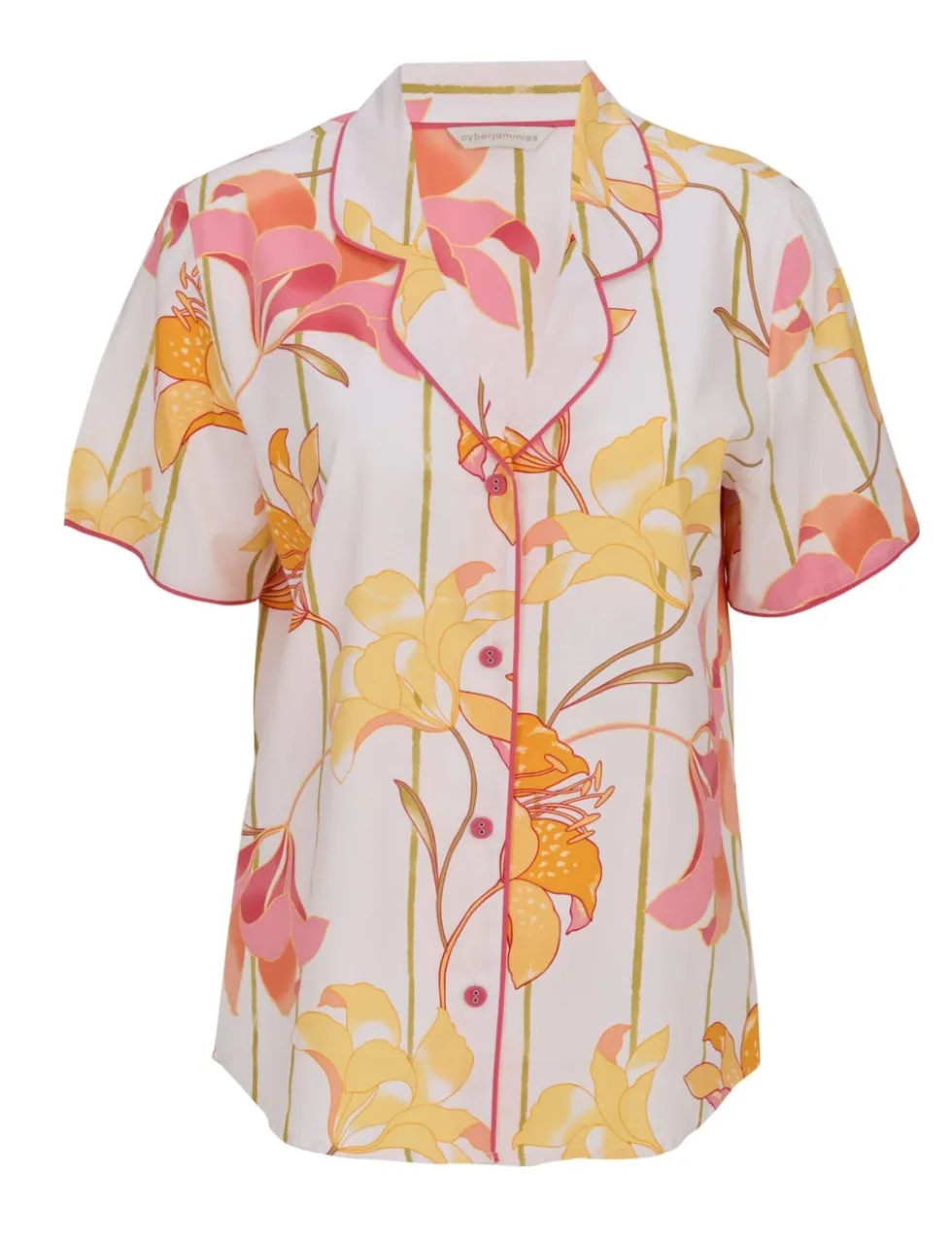 Cotton Modal Floral Striped Pyjama Top