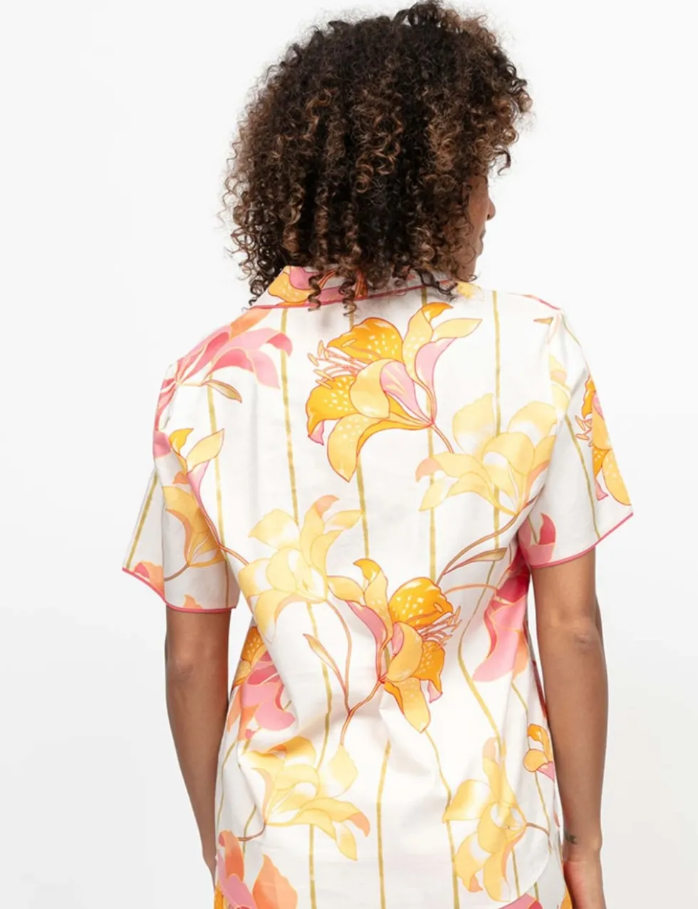 Cotton Modal Floral Striped Pyjama Top