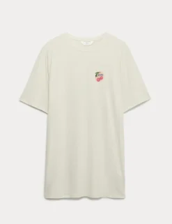 Cotton Modal Fruit Graphic Oversized T-Shirt