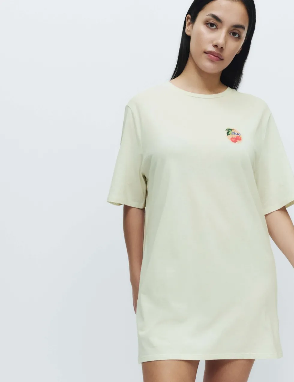 Cotton Modal Fruit Graphic Oversized T-Shirt