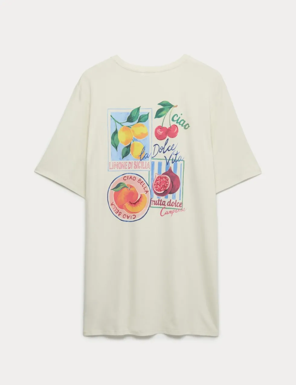 Cotton Modal Fruit Graphic Oversized T-Shirt