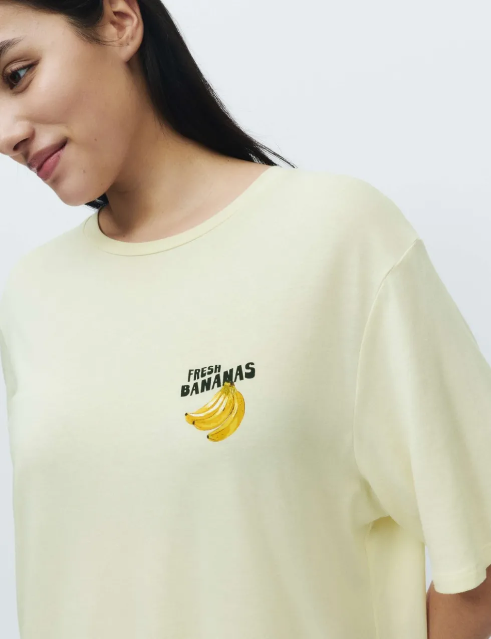 Cotton Modal Fruit Graphic Oversized T-Shirt