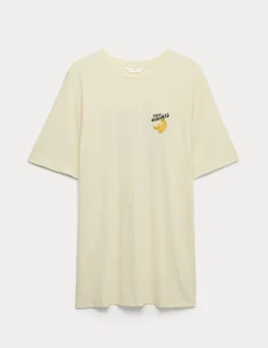Cotton Modal Fruit Graphic Oversized T-Shirt