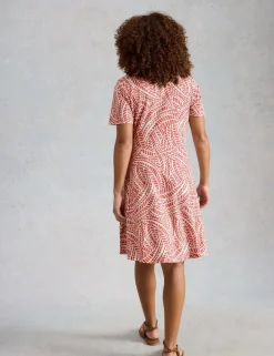 Cotton Modal Jersey Palm Print Shirt Dress