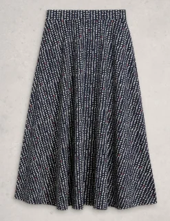 Cotton Modal Jersey Printed Maxi Skirt