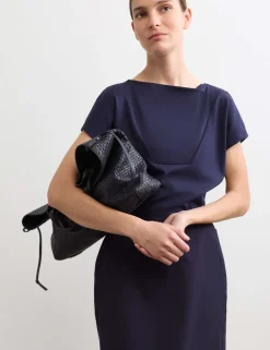 Cotton Modal Jersey Woven Midi Dress