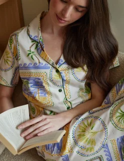 Cotton Modal Postcard Print Pyjama Top