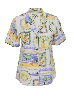 Cotton Modal Postcard Print Pyjama Top