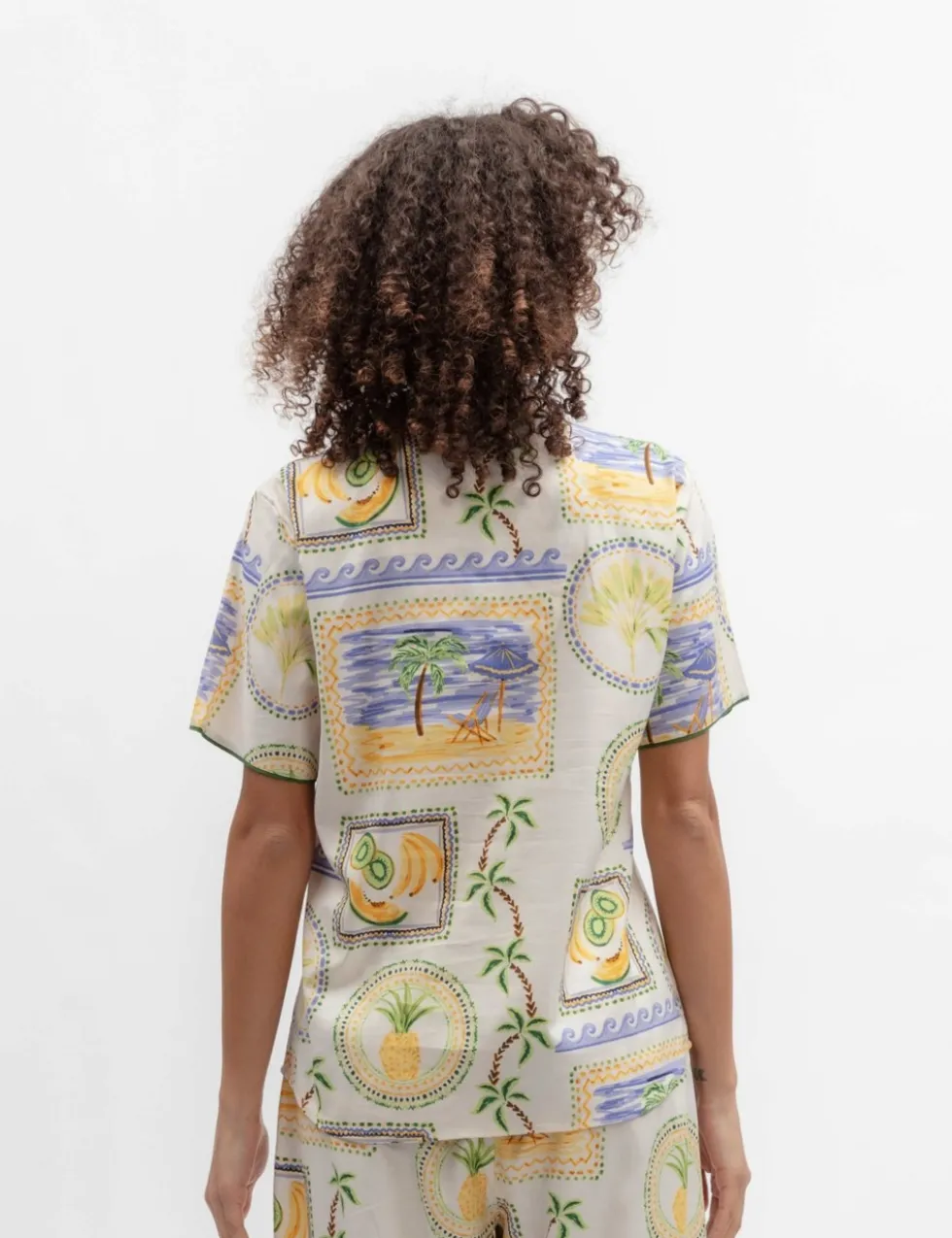 Cotton Modal Postcard Print Pyjama Top