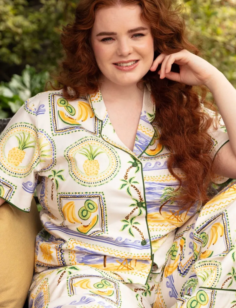 Cotton Modal Postcard Print Pyjama Top