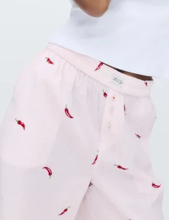 Cotton Modal Seersucker Chilli Pyjama Bottoms