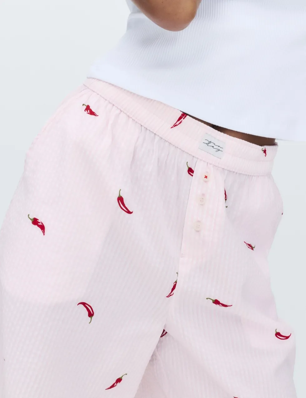 Cotton Modal Seersucker Chilli Pyjama Bottoms