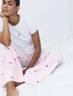 Cotton Modal Seersucker Chilli Pyjama Bottoms