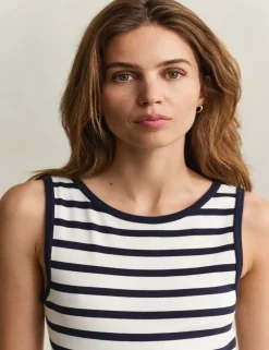 Cotton Modal Striped Crew Neck Skater Dress