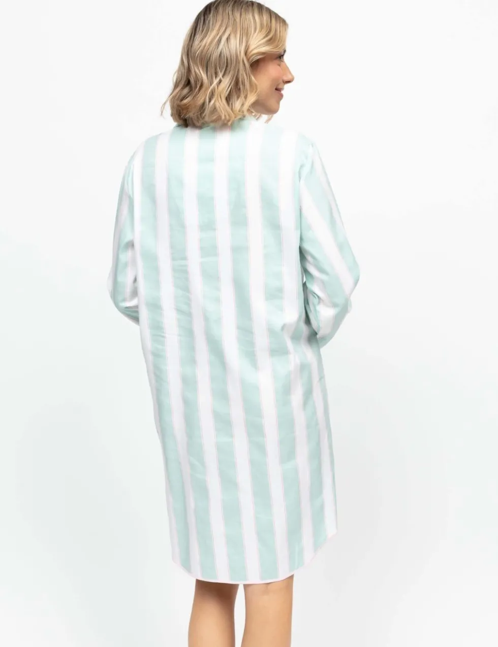 Cotton Modal Striped Long Nightshirt