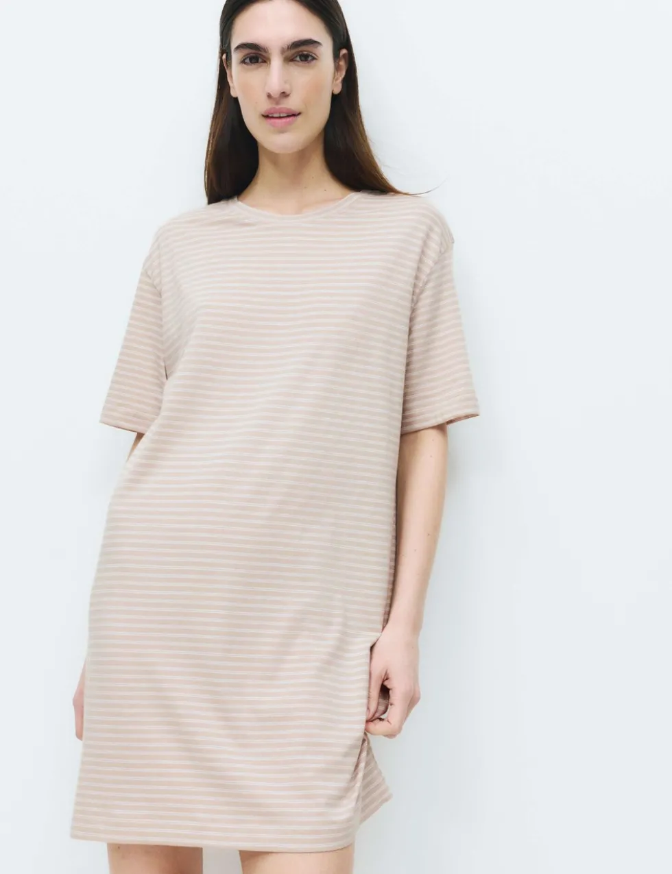 Cotton Modal Striped Nightshirt