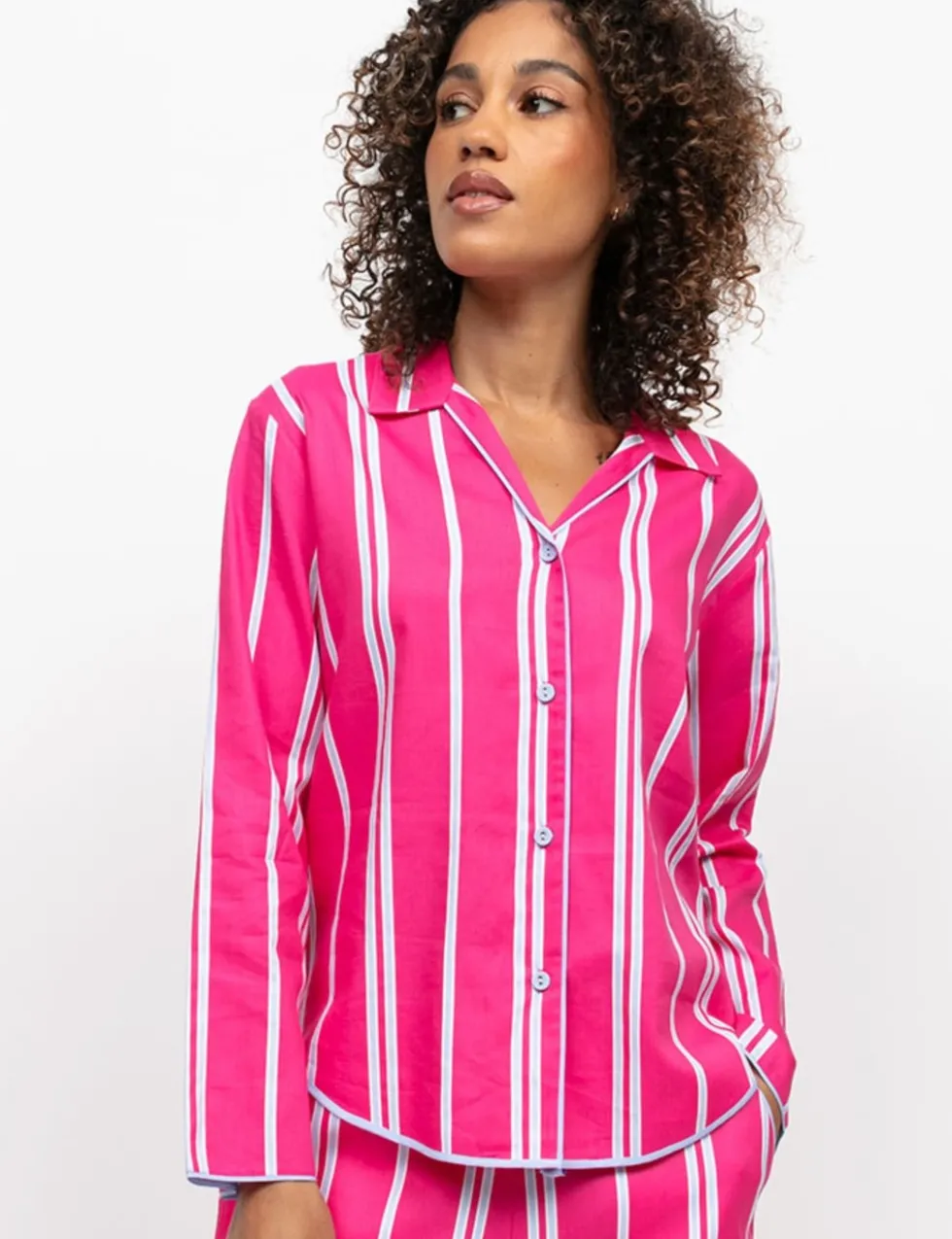 Cotton Modal Striped Revere Pyjama Top