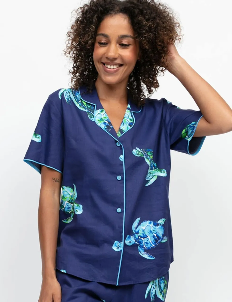 Cotton Modal Turtle Revere Pyjama Top
