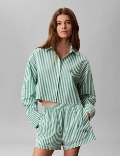 Cotton Poplin Cropped Pyjama Shirt