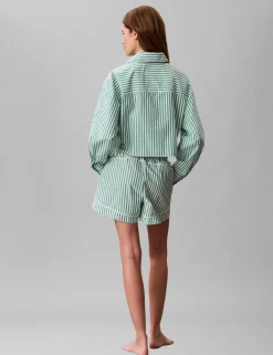 Cotton Poplin Cropped Pyjama Shirt