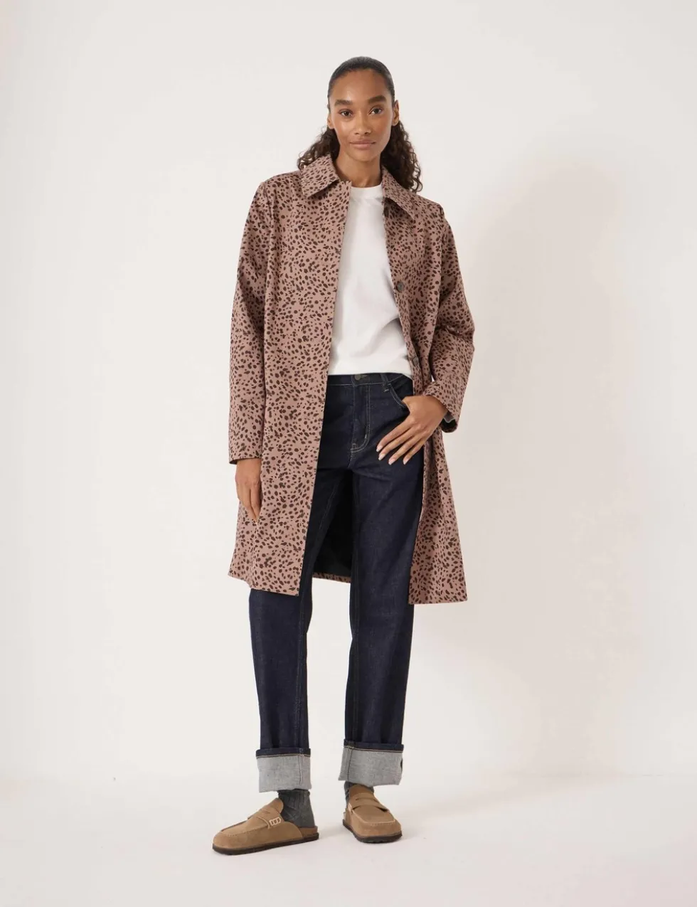 Cotton Rich Animal Print Car Coat