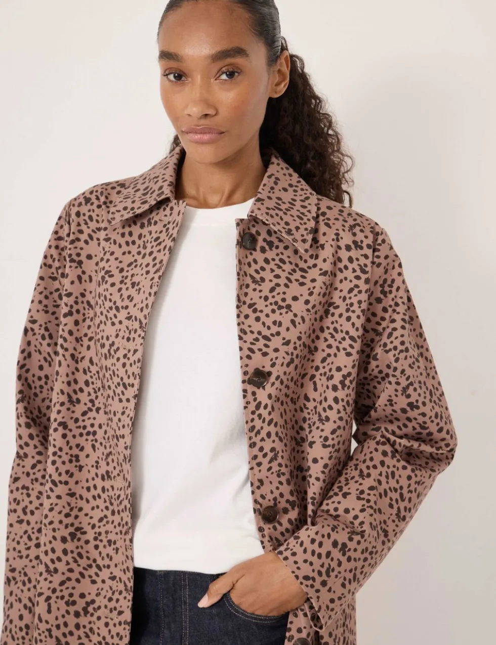 Cotton Rich Animal Print Car Coat