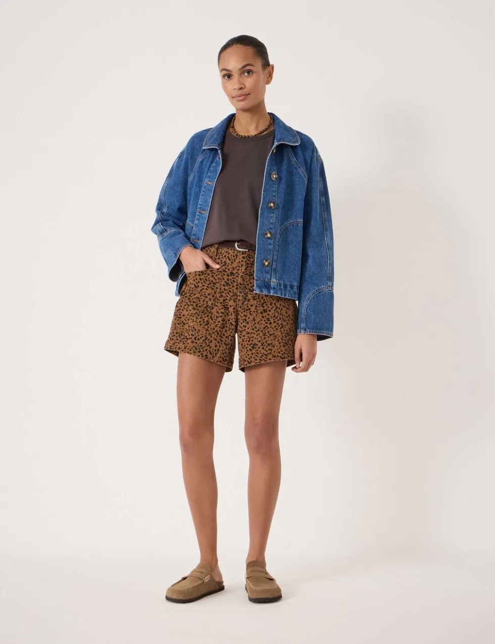 Cotton Rich Animal Print High Waisted Shorts