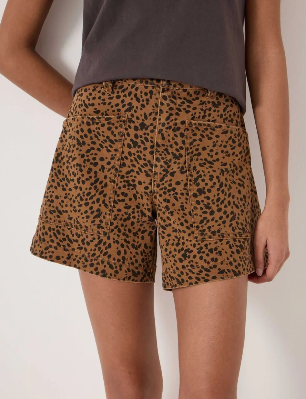 Cotton Rich Animal Print High Waisted Shorts