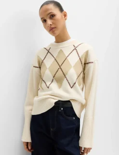 Cotton Rich Argyle Crew Neck Jumper