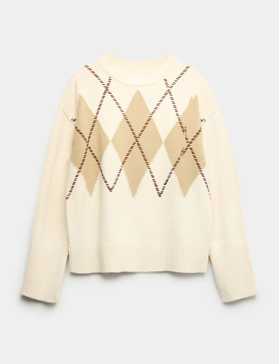 Cotton Rich Argyle Crew Neck Jumper