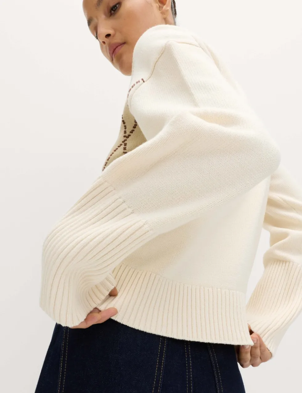 Cotton Rich Argyle Crew Neck Jumper