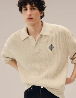 Cotton Rich Badge Detail Polo Neck Jumper