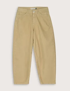 Cotton Rich Barrel Leg Cropped Trousers