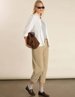 Cotton Rich Barrel Leg Cropped Trousers