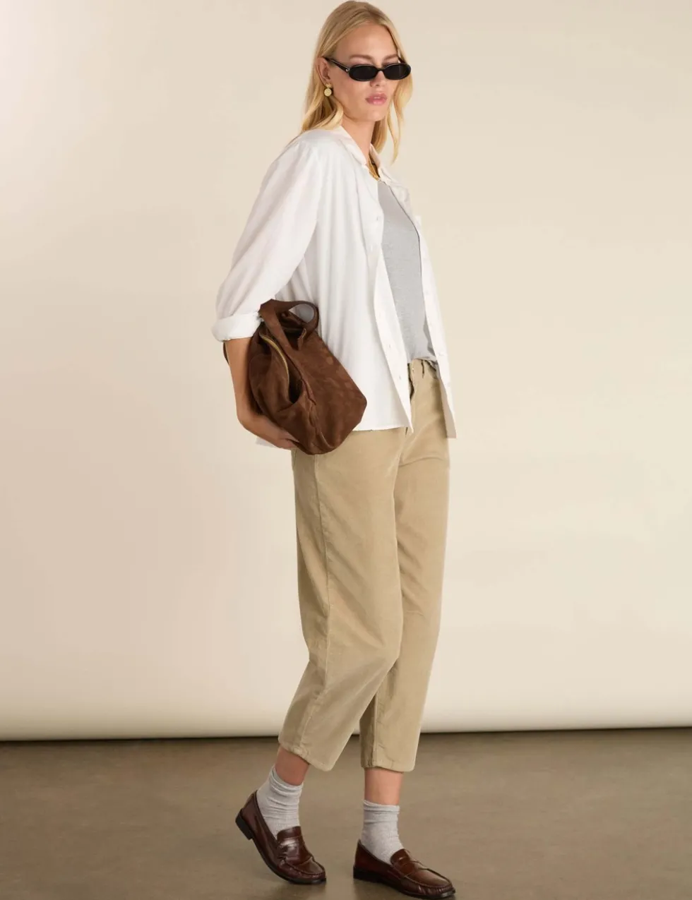Cotton Rich Barrel Leg Cropped Trousers