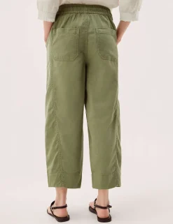 Cotton Rich Barrel Leg Cropped Trousers