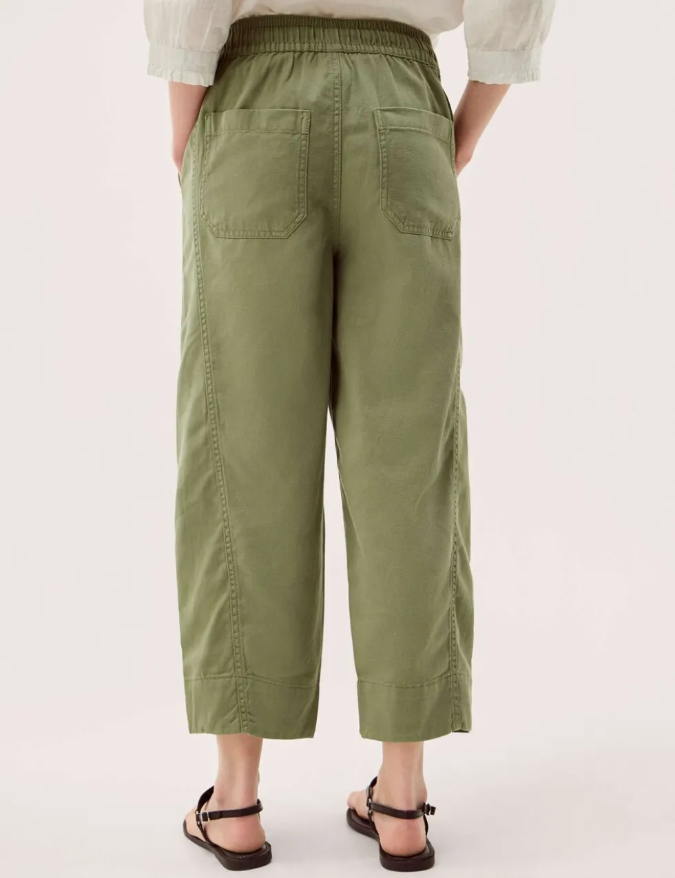 Cotton Rich Barrel Leg Cropped Trousers